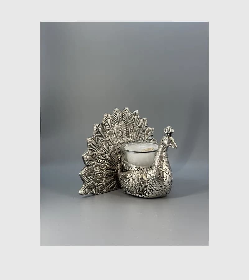 Mor Chandni Candle Holder · silver-plated · logo-engraved